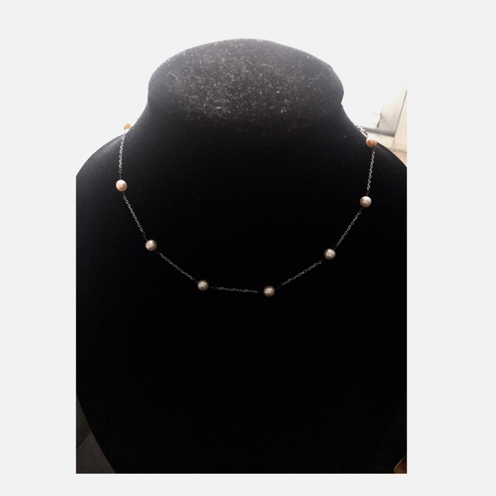 14K White Gold and Pearl Necklace
